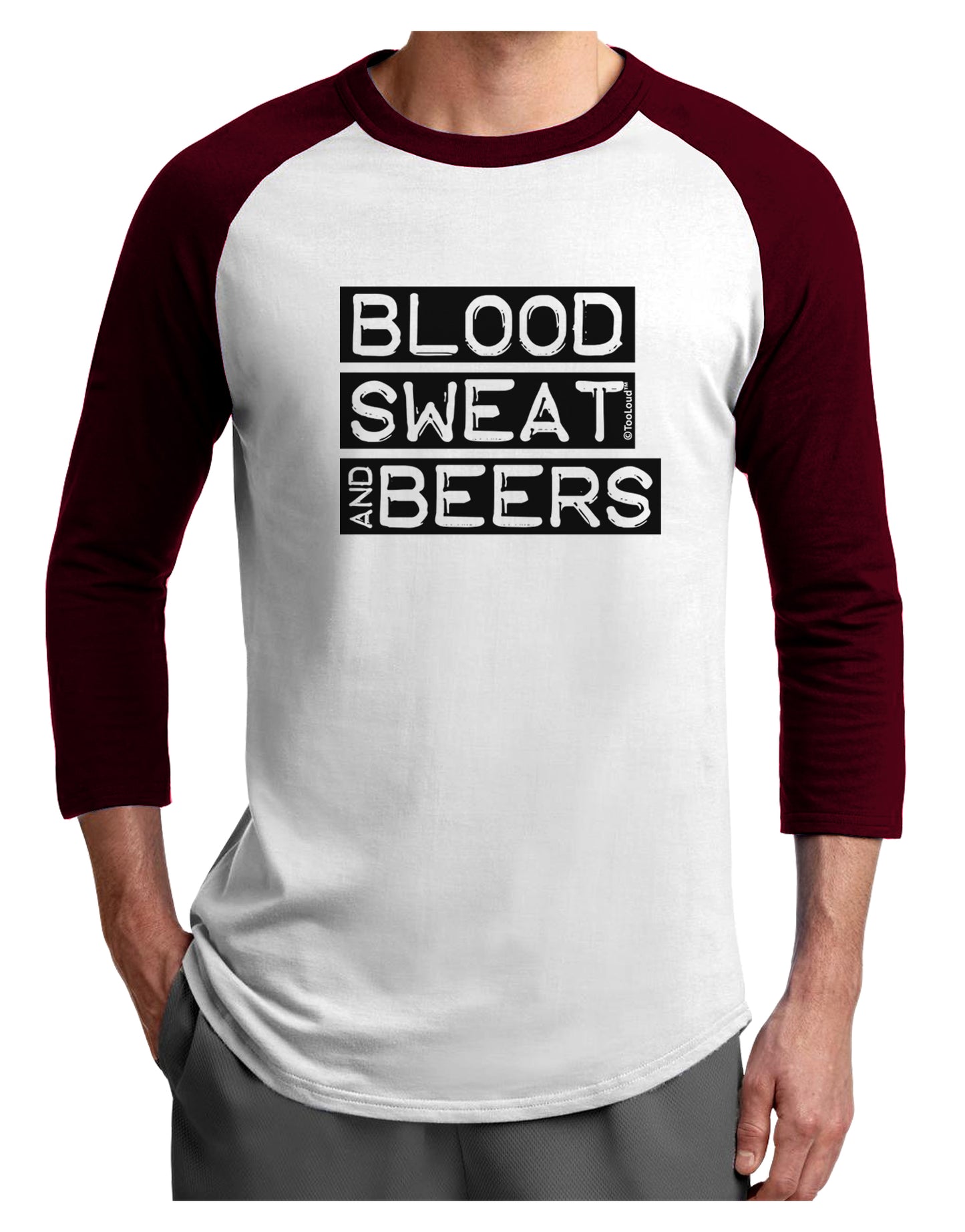 Blood Sweat and Beers Design Adult Raglan Shirt by TooLoud-TooLoud-White-Cardinal-X-Small-Davson Sales