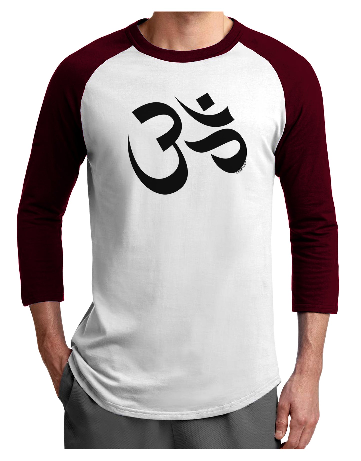 Om Symbol Adult Raglan Shirt-Raglan Shirt-TooLoud-White-Cardinal-X-Small-Davson Sales