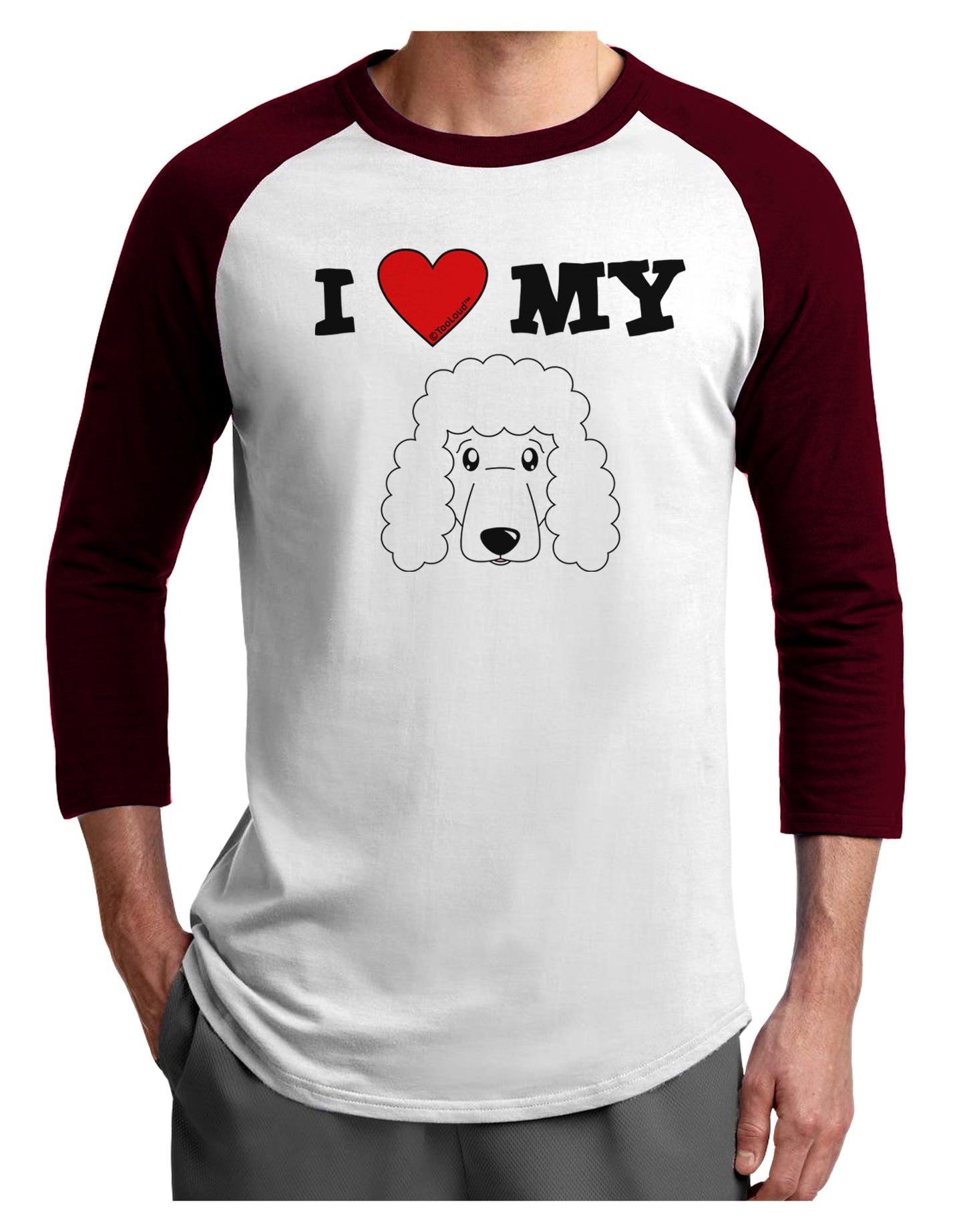 I Heart My - Cute Poodle Dog - White Adult Raglan Shirt by TooLoud-TooLoud-White-Cardinal-X-Small-Davson Sales