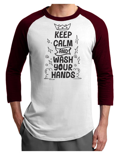 Keep Calm and Wash Your Hands Adult Raglan Shirt-Mens T-Shirt-TooLoud-White-Cardinal-X-Small-Davson Sales