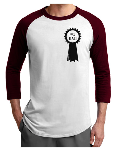 Number One Dad Award Ribbon Adult Raglan Shirt-Raglan Shirt-TooLoud-White-Cardinal-X-Small-Davson Sales