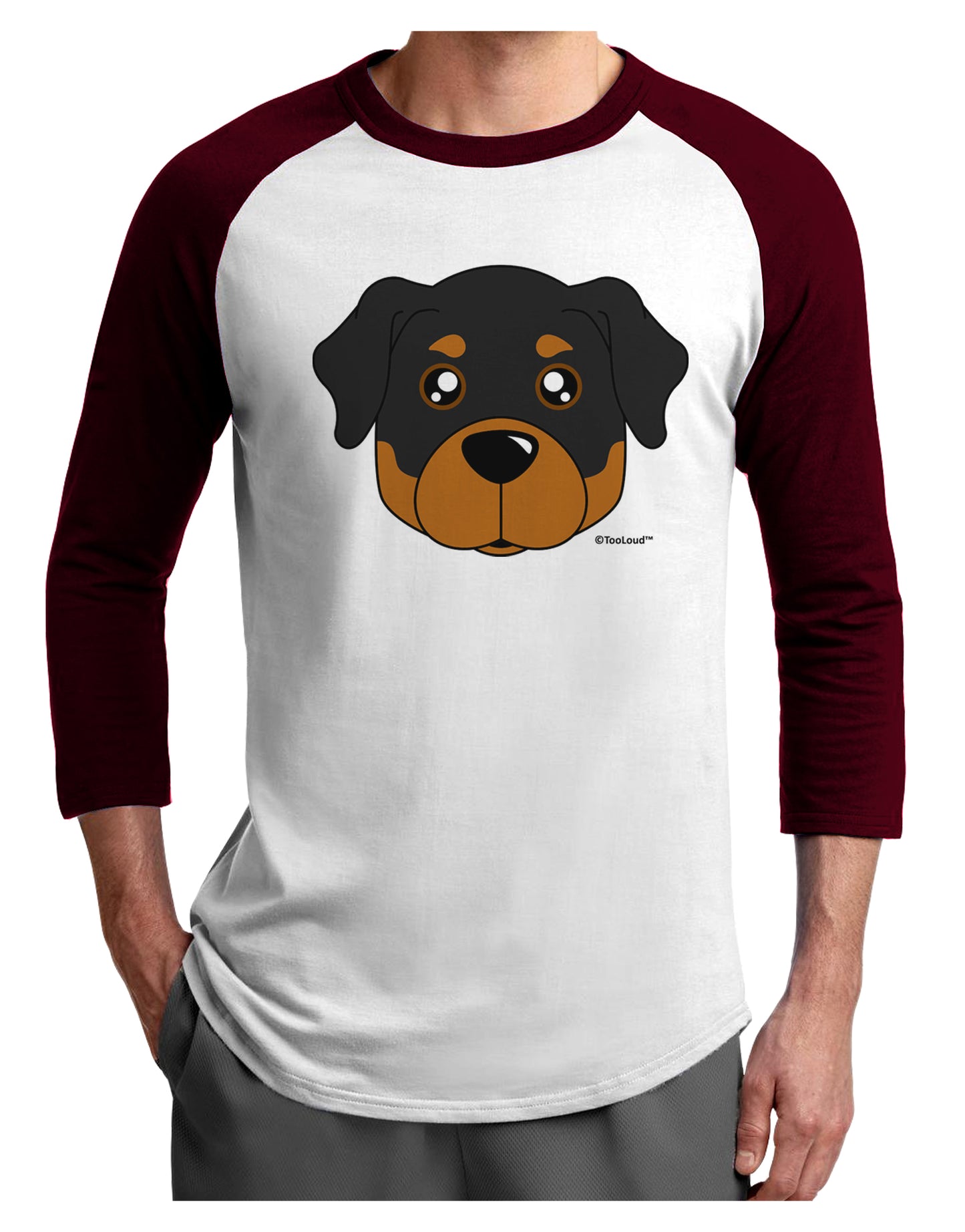 Cute Rottweiler Dog Adult Raglan Shirt by TooLoud-TooLoud-White-Cardinal-X-Small-Davson Sales