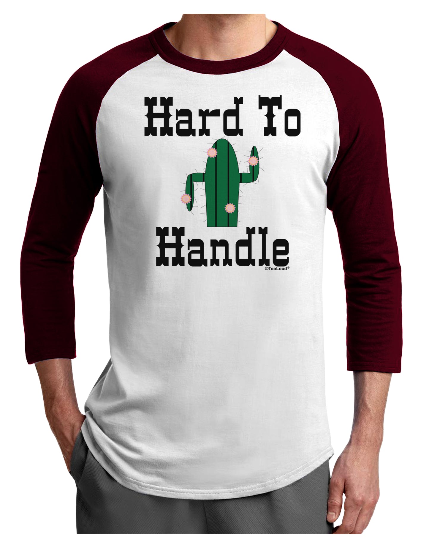 Hard To Handle Cactus Adult Raglan Shirt by TooLoud-TooLoud-White-Cardinal-X-Small-Davson Sales