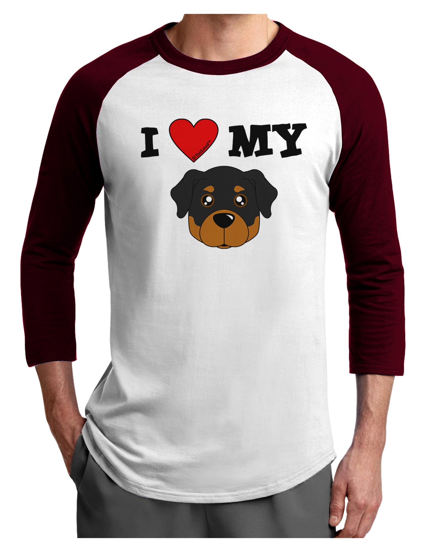 I Heart My - Cute Rottweiler Dog Adult Raglan Shirt by TooLoud-TooLoud-White-Cardinal-X-Small-Davson Sales