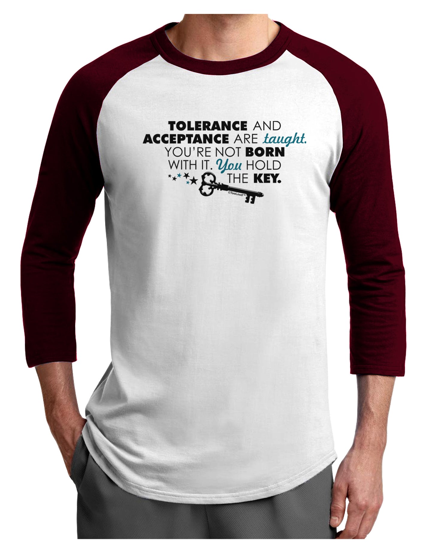 Tolerance And Acceptance Adult Raglan Shirt-Raglan Shirt-TooLoud-White-Cardinal-X-Small-Davson Sales