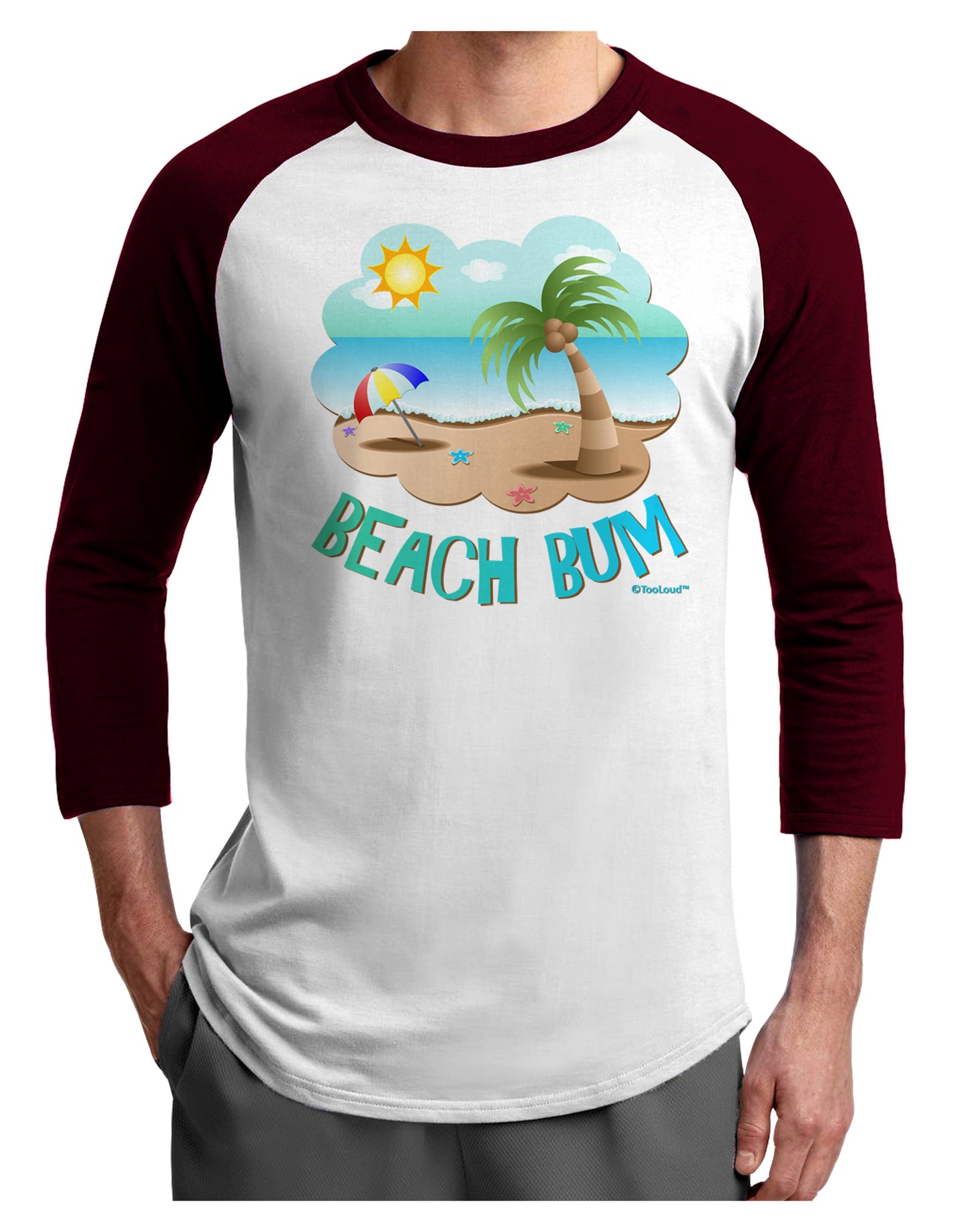 Fun Summer Beach Scene - Beach Bum Adult Raglan Shirt by TooLoud-TooLoud-White-Cardinal-X-Small-Davson Sales