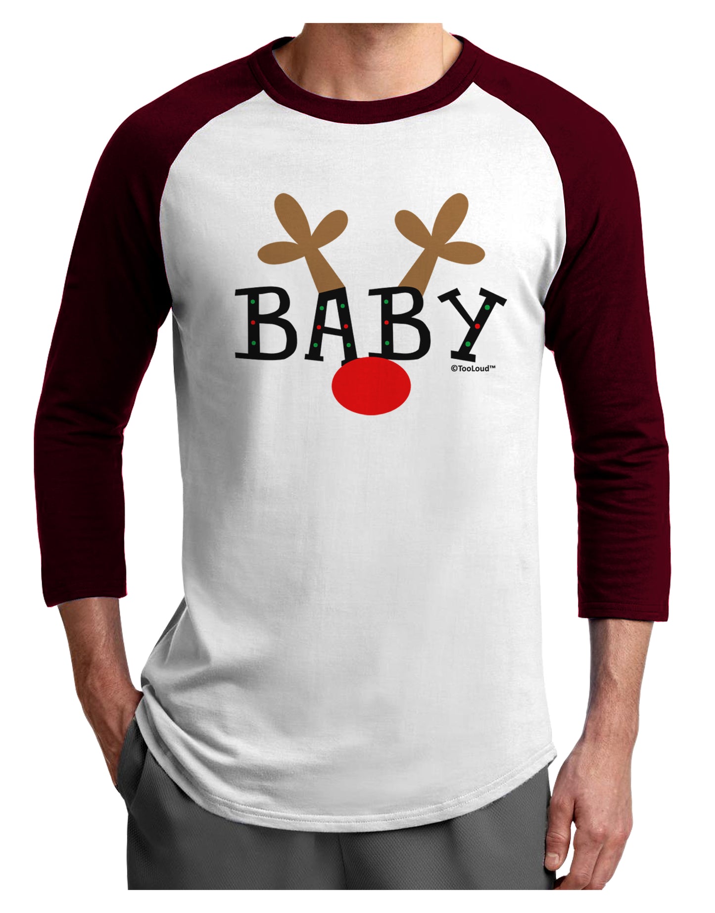 Matching Family Christmas Design - Reindeer - Baby Adult Raglan Shirt by TooLoud-TooLoud-White-Cardinal-X-Small-Davson Sales