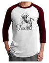 Taurus Illustration Adult Raglan Shirt-TooLoud-White-Cardinal-X-Small-Davson Sales