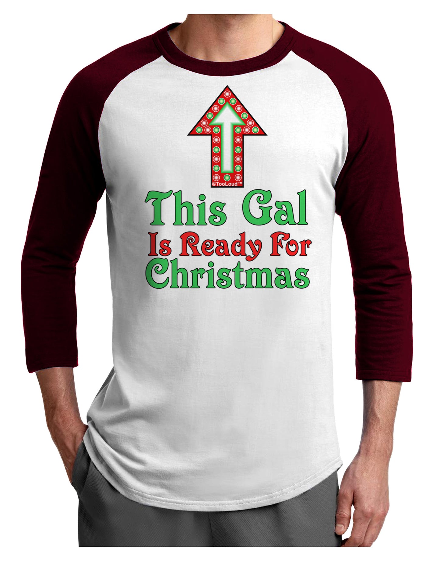 This Gal Is Ready For Christmas Adult Raglan Shirt-Raglan Shirt-TooLoud-White-Cardinal-X-Small-Davson Sales