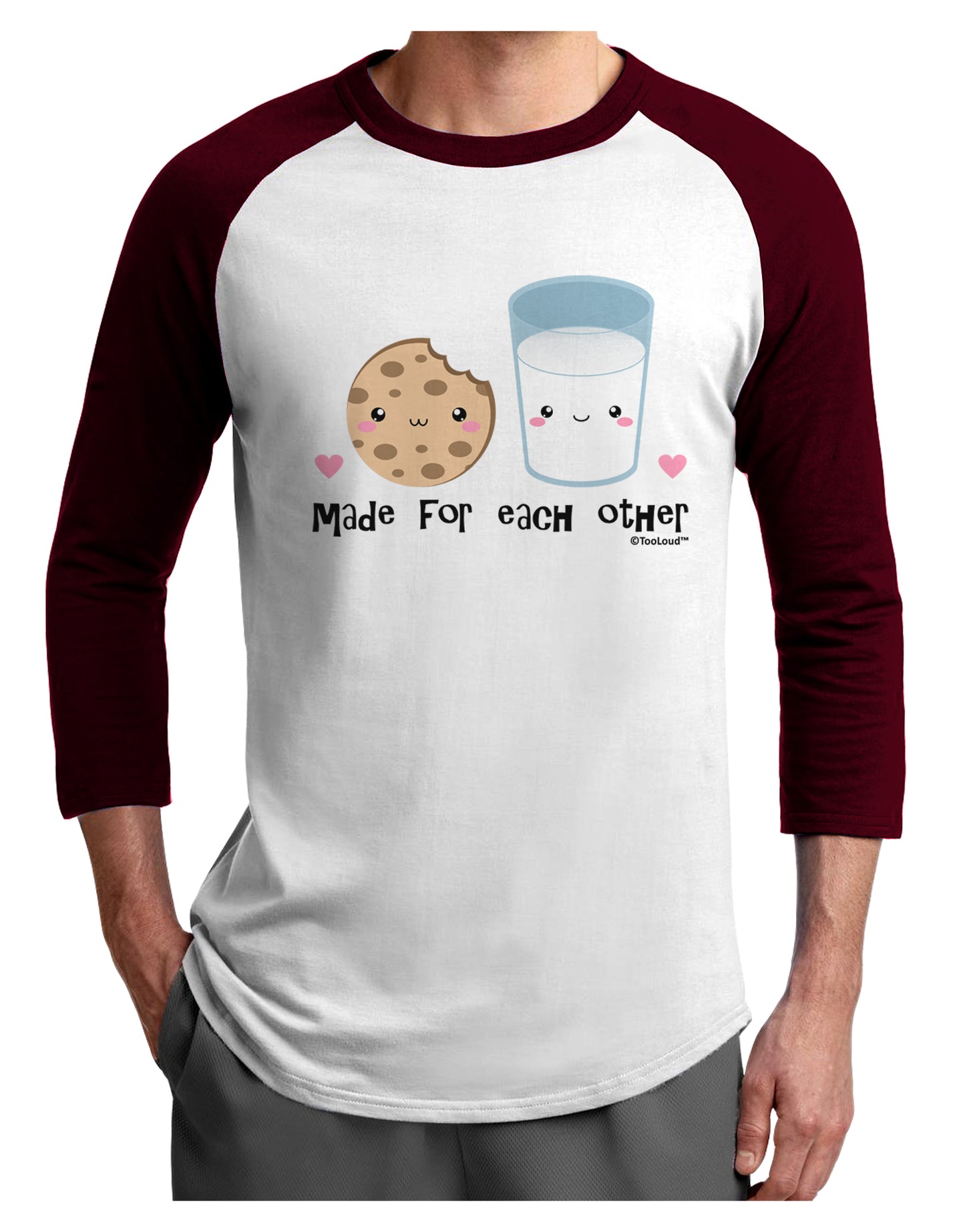 Cute Milk and Cookie - Made for Each Other Adult Raglan Shirt by TooLoud-TooLoud-White-Cardinal-X-Small-Davson Sales