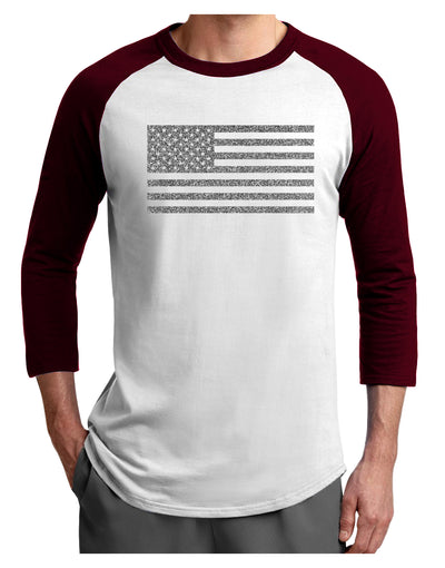 American Flag Glitter - Silver Adult Raglan Shirt-TooLoud-White-Cardinal-X-Small-Davson Sales