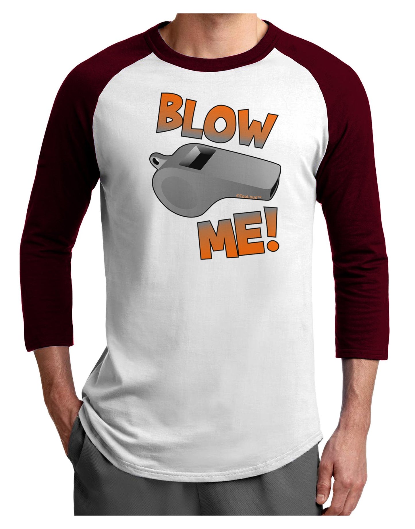 Blow Me Whistle Adult Raglan Shirt-Raglan Shirt-TooLoud-White-Cardinal-XXX-Large-Davson Sales