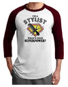 Stylist - Superpower Adult Raglan Shirt-TooLoud-White-Cardinal-X-Small-Davson Sales