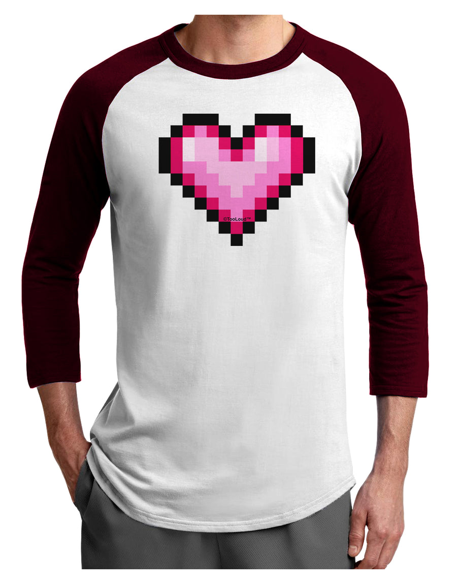 Pixel Heart Design B - Valentine's Day Adult Raglan Shirt by TooLoud-TooLoud-White-Black-X-Small-Davson Sales