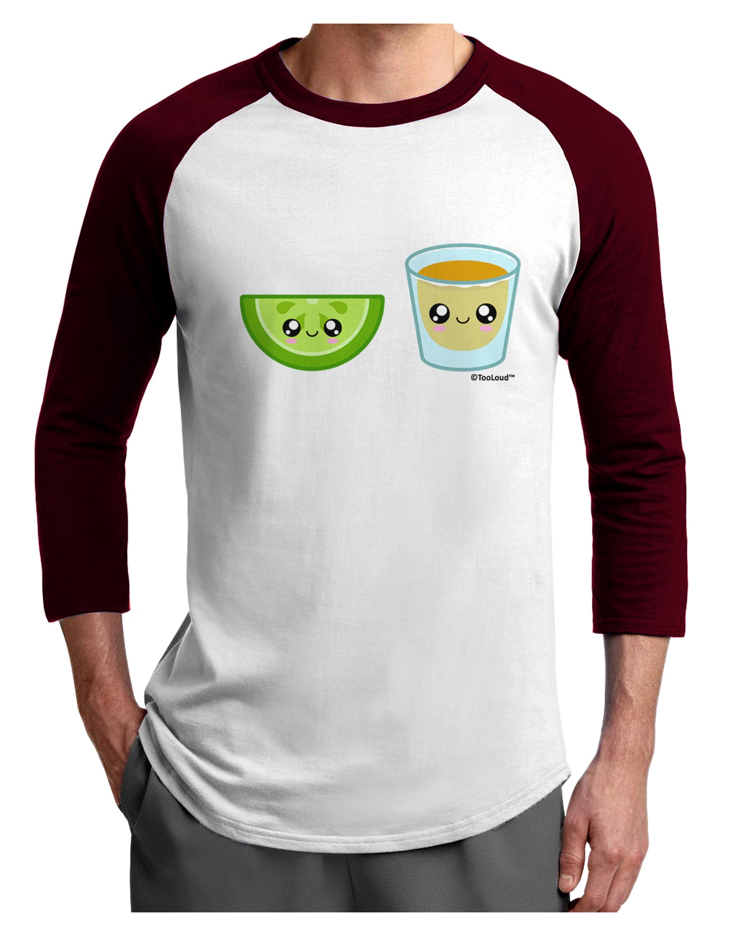 Cute Tequila Shot and Lime Wedge Adult Raglan Shirt by TooLoud-TooLoud-White-Cardinal-X-Small-Davson Sales