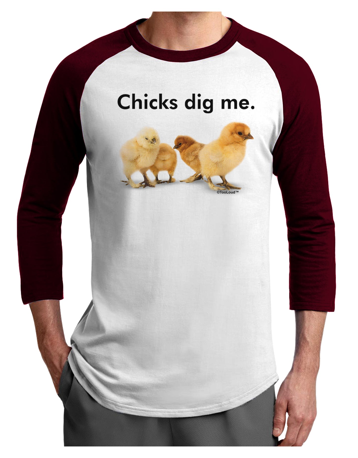 Chicks Dig Me Adult Raglan Shirt-Raglan Shirt-TooLoud-White-Cardinal-X-Small-Davson Sales
