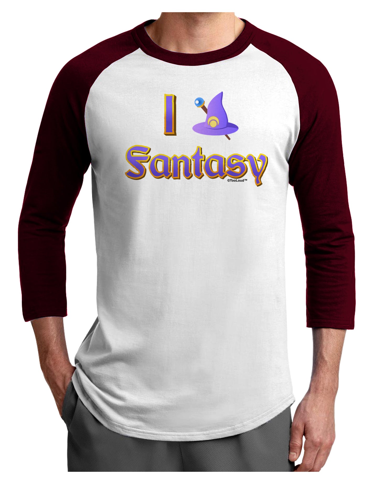 I Love Fantasy Adult Raglan Shirt-Raglan Shirt-TooLoud-White-Cardinal-X-Small-Davson Sales