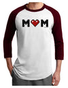 Mom Pixel Heart Adult Raglan Shirt-TooLoud-White-Cardinal-X-Small-Davson Sales