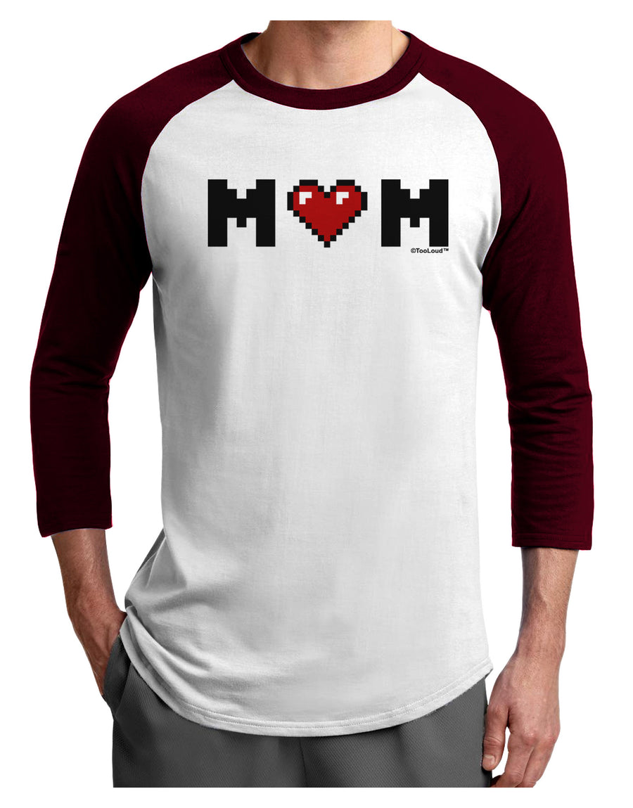 Mom Pixel Heart Adult Raglan Shirt-TooLoud-White-Black-X-Small-Davson Sales