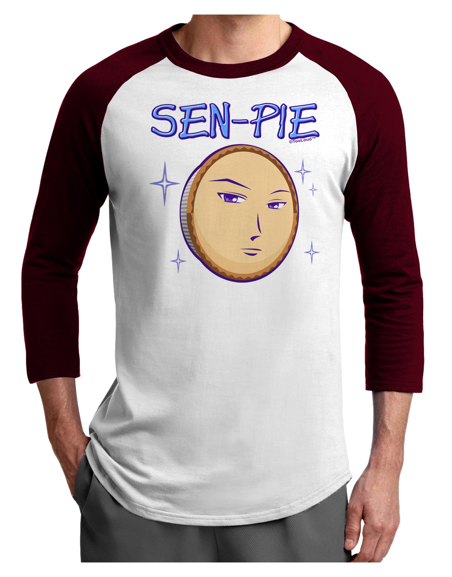 Sen-Pie Sama Kun San Chan Adult Raglan Shirt-Raglan Shirt-TooLoud-White-Cardinal-X-Small-Davson Sales