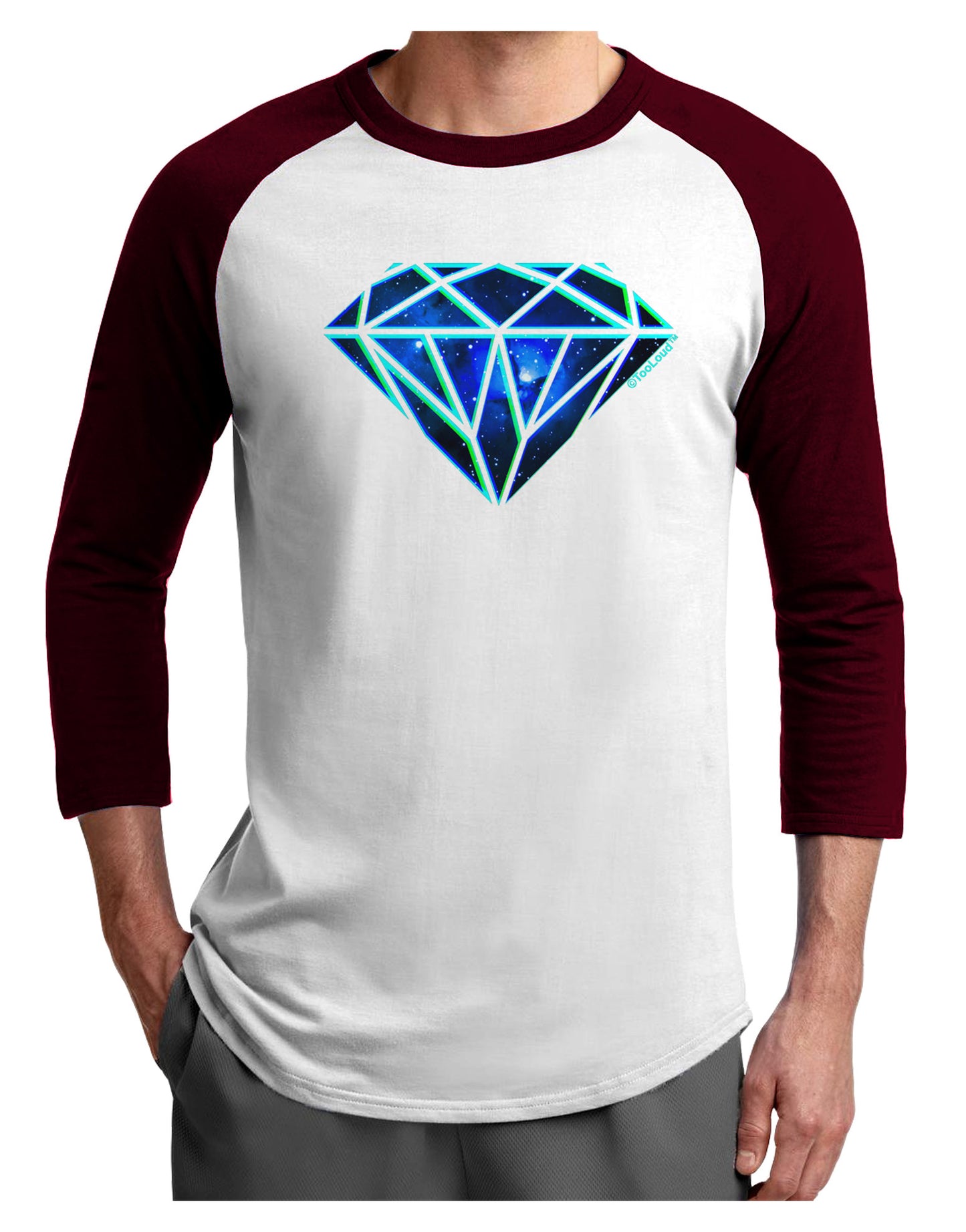 Space Diamond Adult Raglan Shirt-Raglan Shirt-TooLoud-White-Cardinal-X-Small-Davson Sales