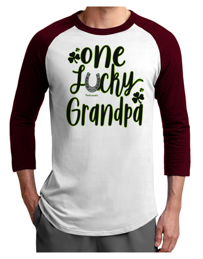 One Lucky Grandpa Shamrock Adult Raglan Shirt White Cardinal 3XL Toolo