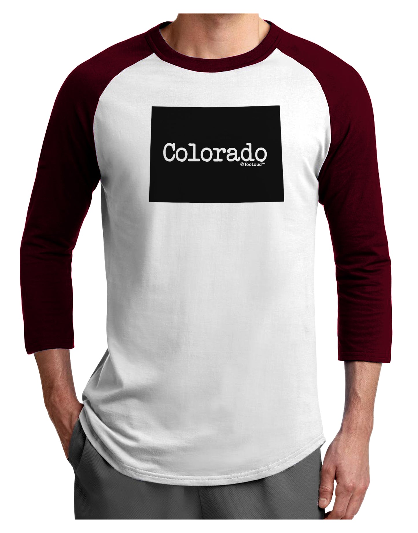 Colorado - United States Shape Adult Raglan Shirt by TooLoud-TooLoud-White-Cardinal-X-Small-Davson Sales