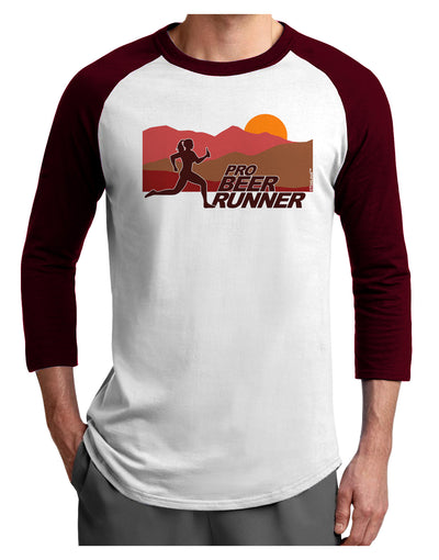 Pro Beer Runner Woman Adult Raglan Shirt-TooLoud-White-Cardinal-X-Small-Davson Sales