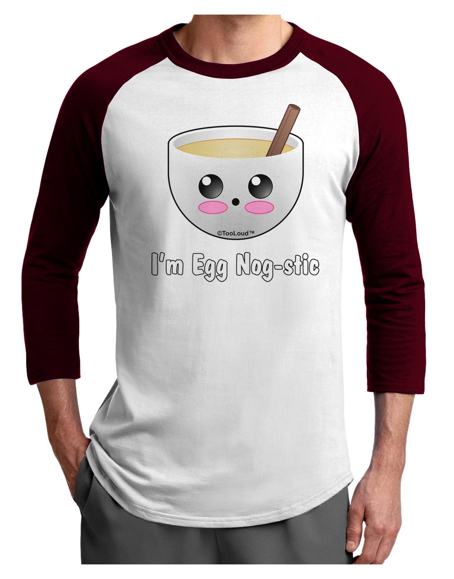 I'm Egg Nog-stic - Cute Egg Nog Adult Raglan Shirt by TooLoud-TooLoud-White-Cardinal-X-Small-Davson Sales