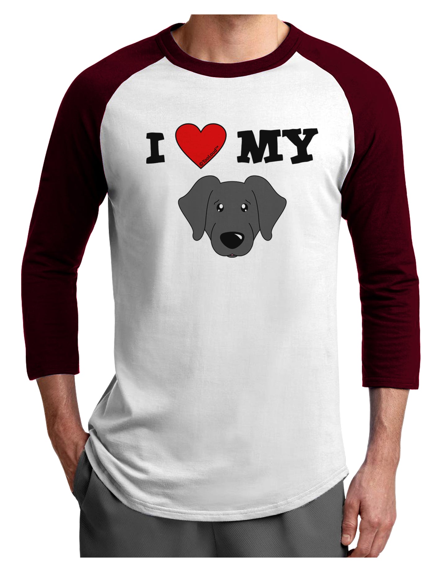 I Heart My - Cute Black Labrador Retriever Dog Adult Raglan Shirt by TooLoud-TooLoud-White-Cardinal-X-Small-Davson Sales