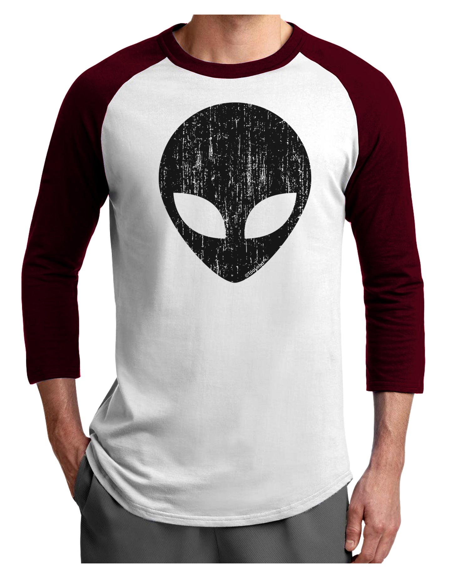 Extraterrestrial Face - Alien Distressed Adult Raglan Shirt by TooLoud-TooLoud-White-Cardinal-X-Small-Davson Sales