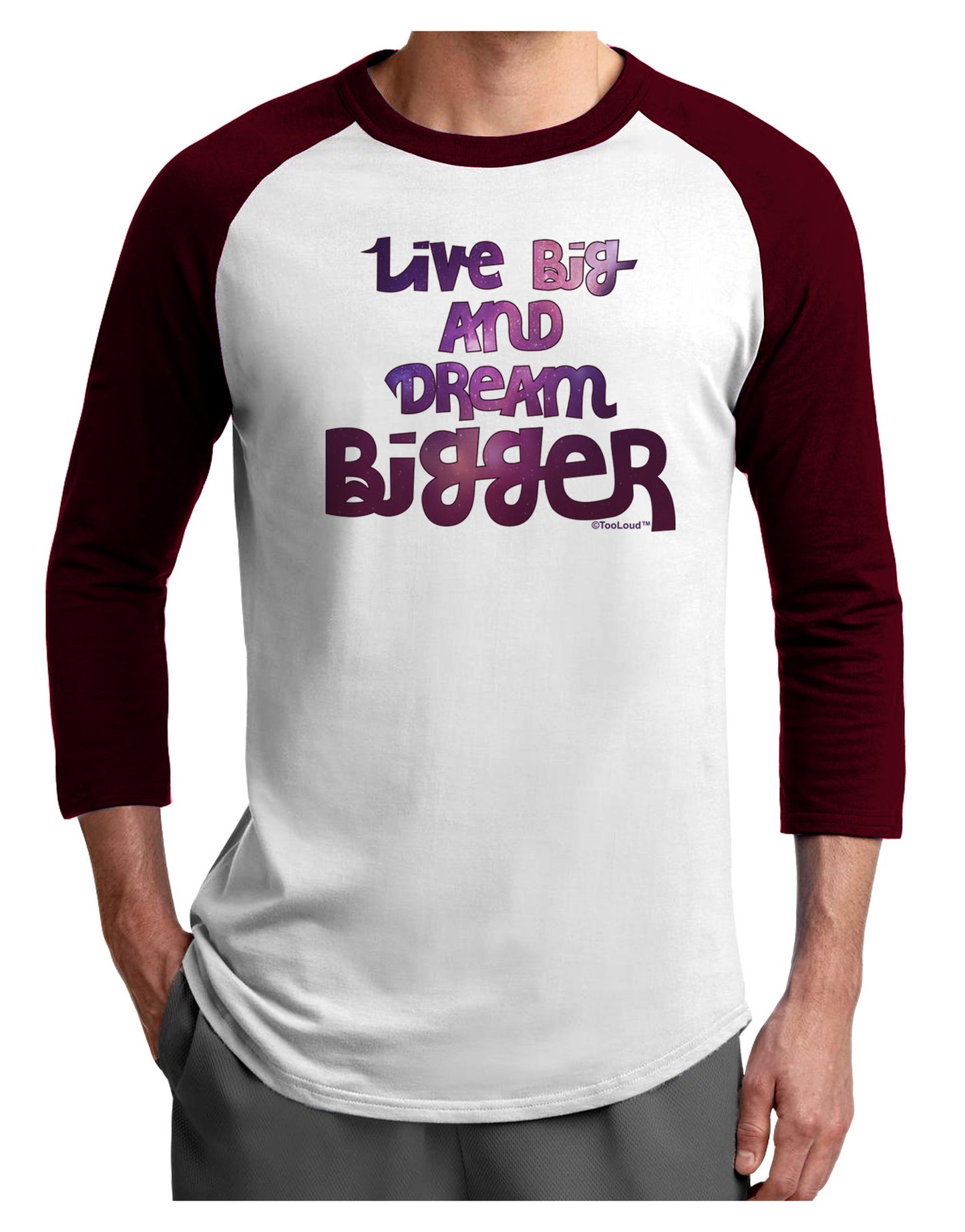 Live Big & Dream Bigger Adult Raglan Shirt-Raglan Shirt-TooLoud-White-Cardinal-X-Small-Davson Sales