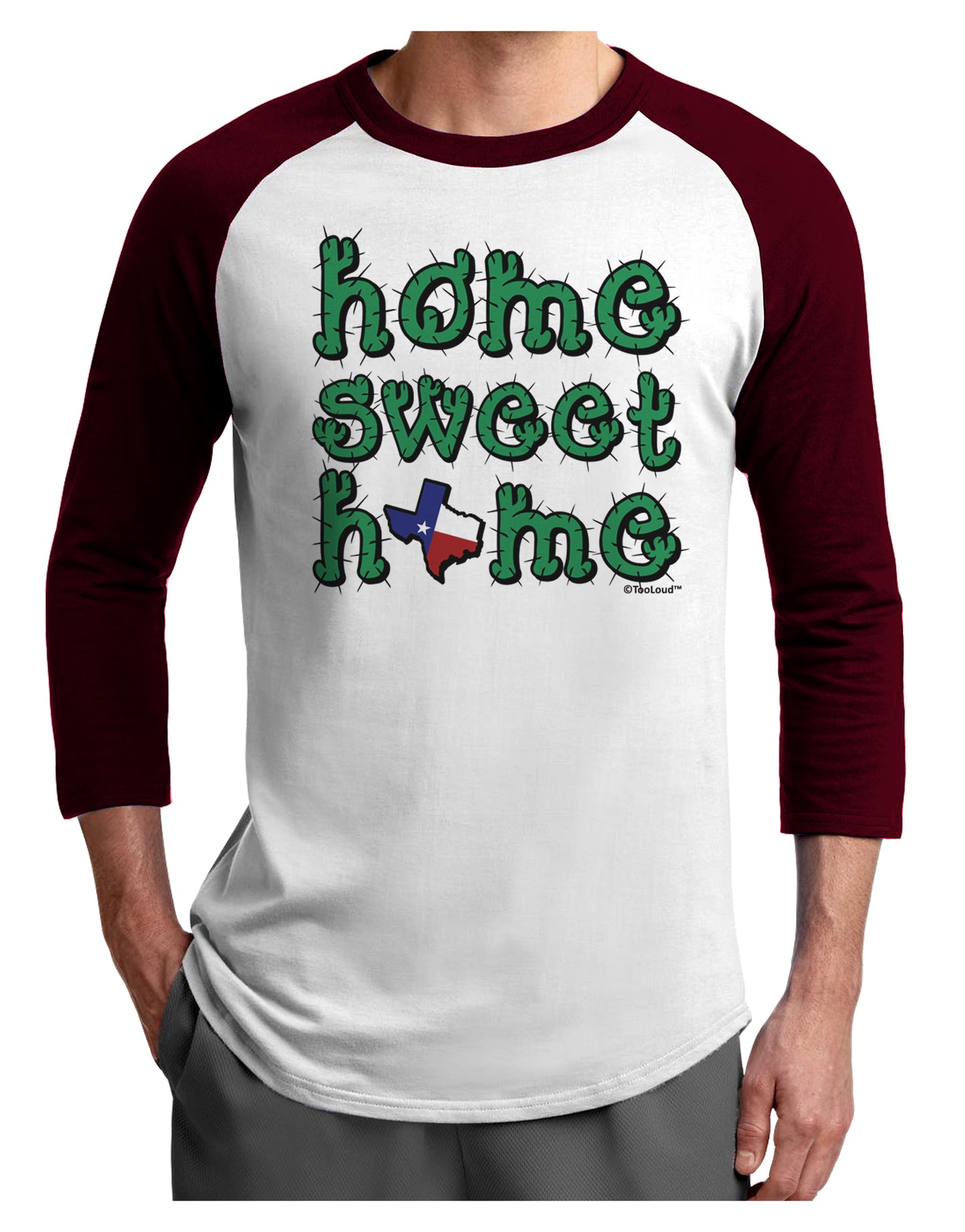 Home Sweet Home - Texas - Cactus and State Flag Adult Raglan Shirt by TooLoud-TooLoud-White-Cardinal-X-Small-Davson Sales