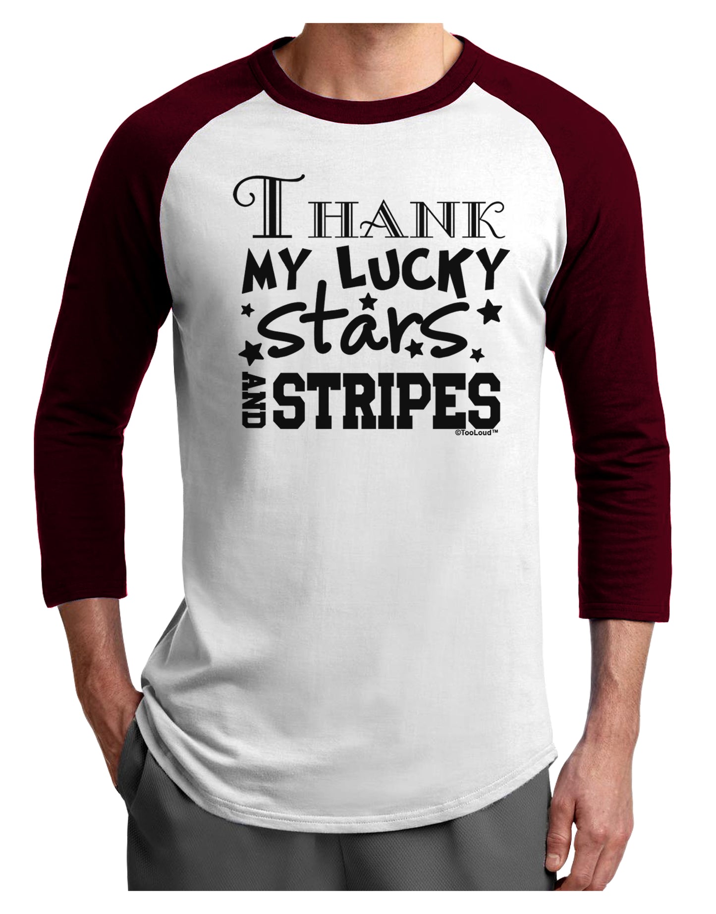 Thank My Lucky Stars and Stripes Adult Raglan Shirt by TooLoud-TooLoud-White-Cardinal-X-Small-Davson Sales