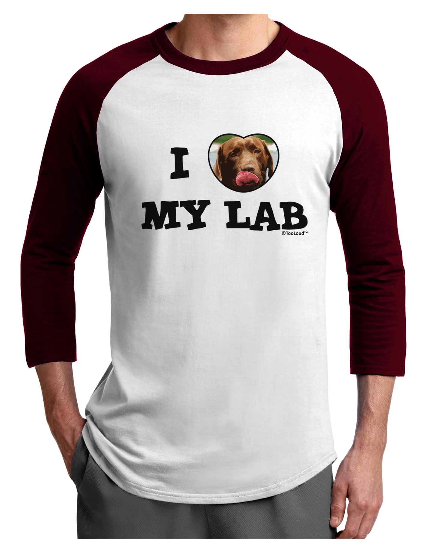 I Heart My Lab Adult Raglan Shirt-Raglan Shirt-TooLoud-White-Cardinal-X-Small-Davson Sales