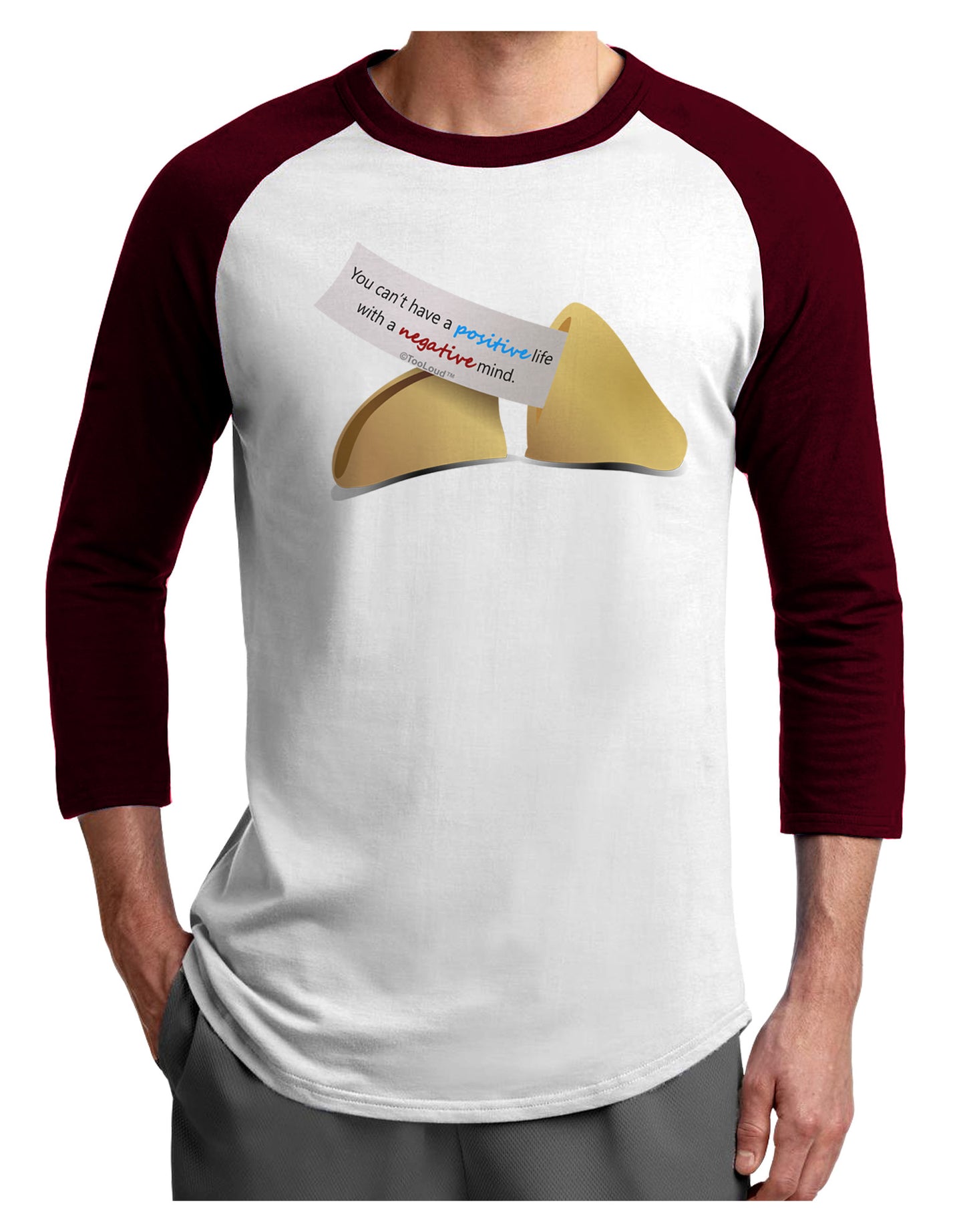 Positive Life - Fortune Cookie Adult Raglan Shirt-Raglan Shirt-TooLoud-White-Cardinal-X-Small-Davson Sales