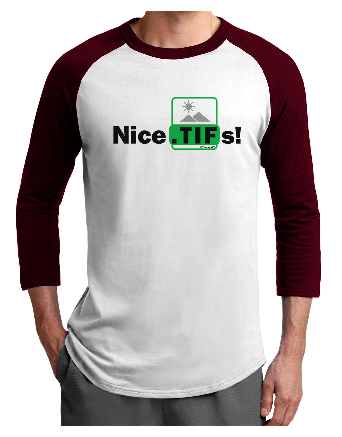 Nice Tifs Adult Raglan Shirt-TooLoud-White-Cardinal-X-Small-Davson Sales