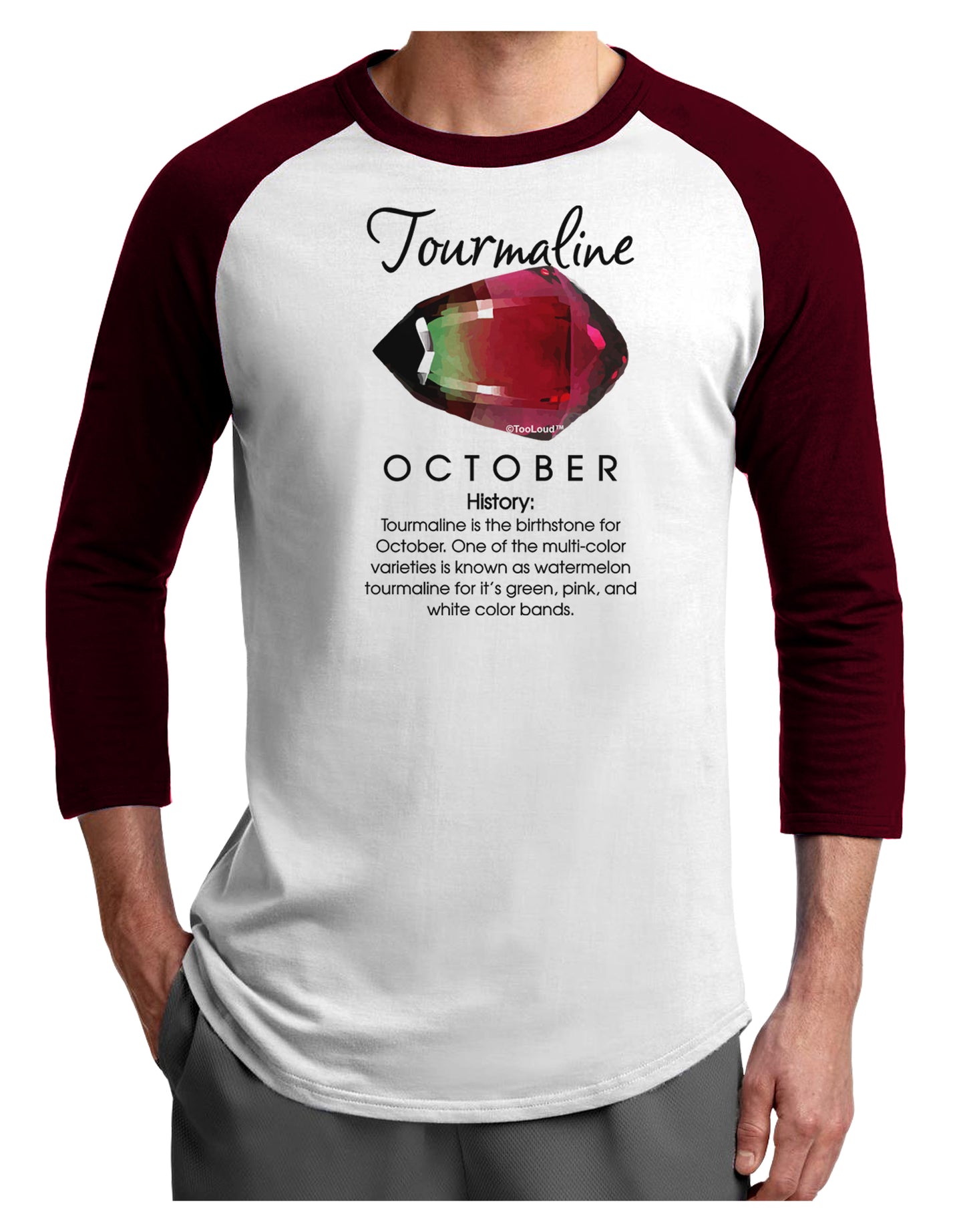 Birthstone Tourmaline Adult Raglan Shirt by TooLoud-TooLoud-White-Cardinal-X-Small-Davson Sales
