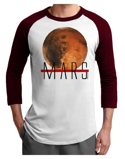 Planet Mars Text Adult Raglan Shirt-TooLoud-White-Cardinal-X-Small-Davson Sales