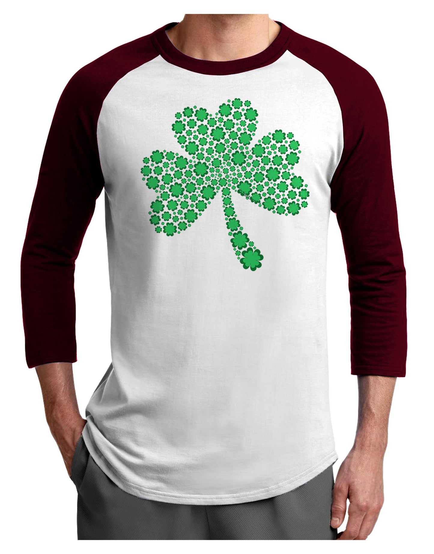 St. Patrick's Day Shamrock Design - Shamrocks Adult Raglan Shirt by TooLoud-Mens T-Shirt-TooLoud-White-Cardinal-X-Small-Davson Sales