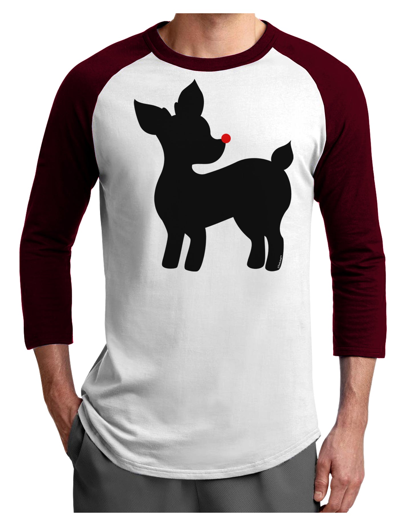 Cute Rudolph Silhouette - Christmas Adult Raglan Shirt by TooLoud-TooLoud-White-Cardinal-X-Small-Davson Sales