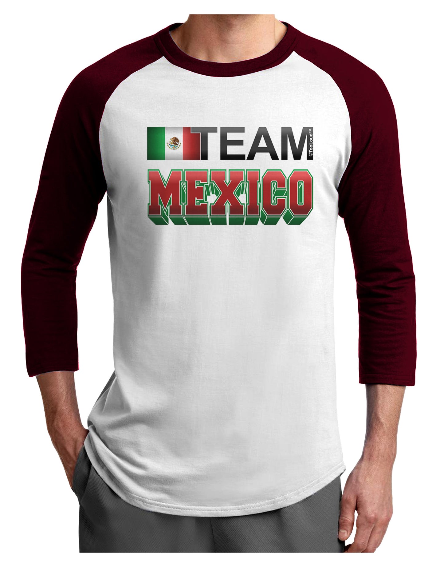 Sporty Team Mexico Adult Raglan Shirt-Raglan Shirt-TooLoud-White-Cardinal-X-Small-Davson Sales