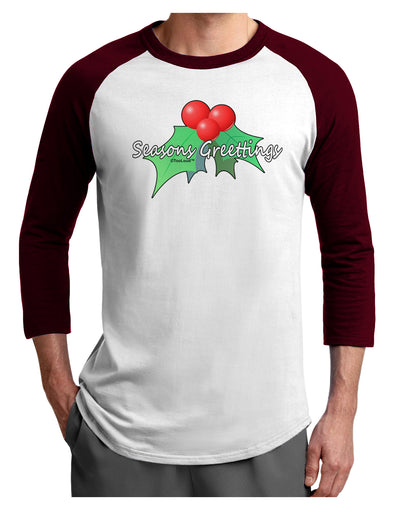 Holly Seasons Greetings Text Adult Raglan Shirt by TooLoud-TooLoud-White-Cardinal-X-Small-Davson Sales