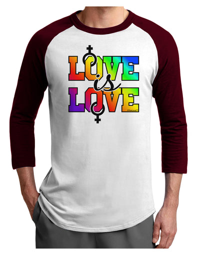 Love Is Love Lesbian Pride Adult Raglan Shirt-Raglan Shirt-TooLoud-White-Cardinal-X-Small-Davson Sales