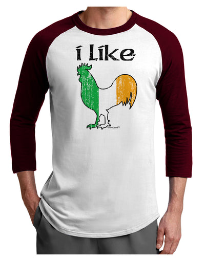 I Like Irish Rooster Silhouette Adult Raglan Shirt by TooLoud-TooLoud-White-Cardinal-X-Small-Davson Sales