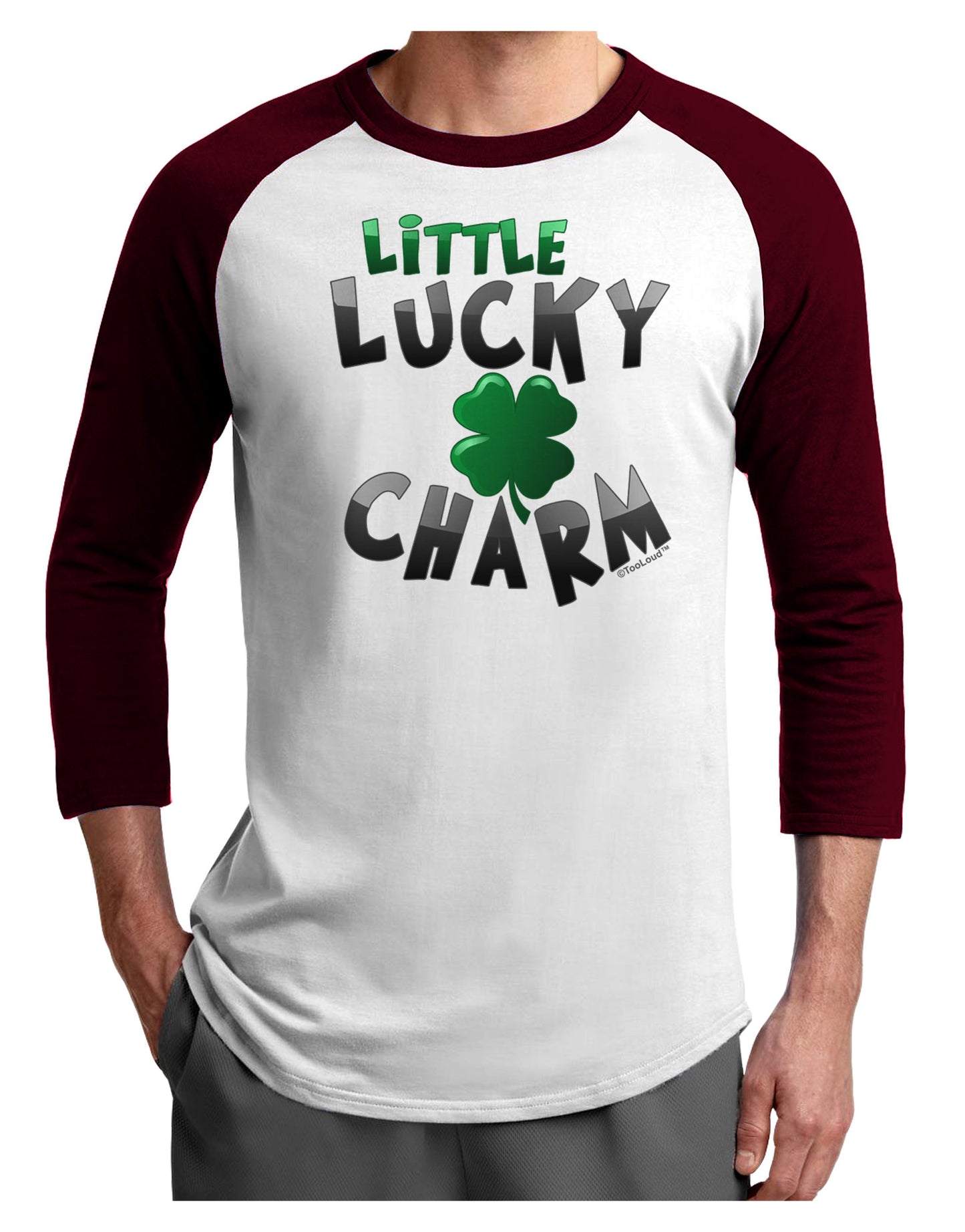 Little Lucky Charm Adult Raglan Shirt-Raglan Shirt-TooLoud-White-Cardinal-X-Small-Davson Sales