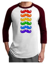 Colorful Rainbow Mustaches Adult Raglan Shirt-Raglan Shirt-TooLoud-White-Cardinal-X-Small-Davson Sales