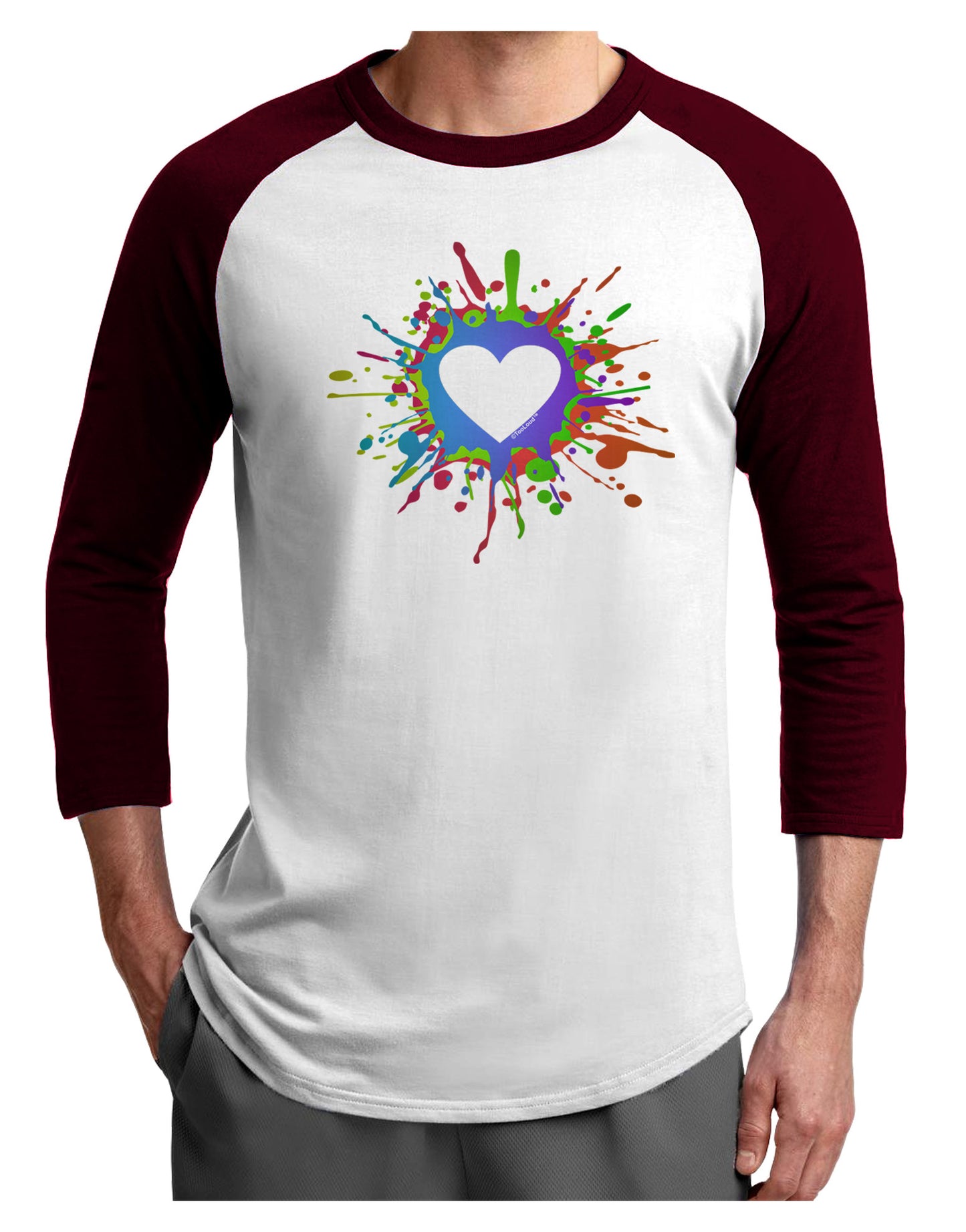 Heart Paint Splatter Adult Raglan Shirt-Raglan Shirt-TooLoud-White-Cardinal-X-Small-Davson Sales