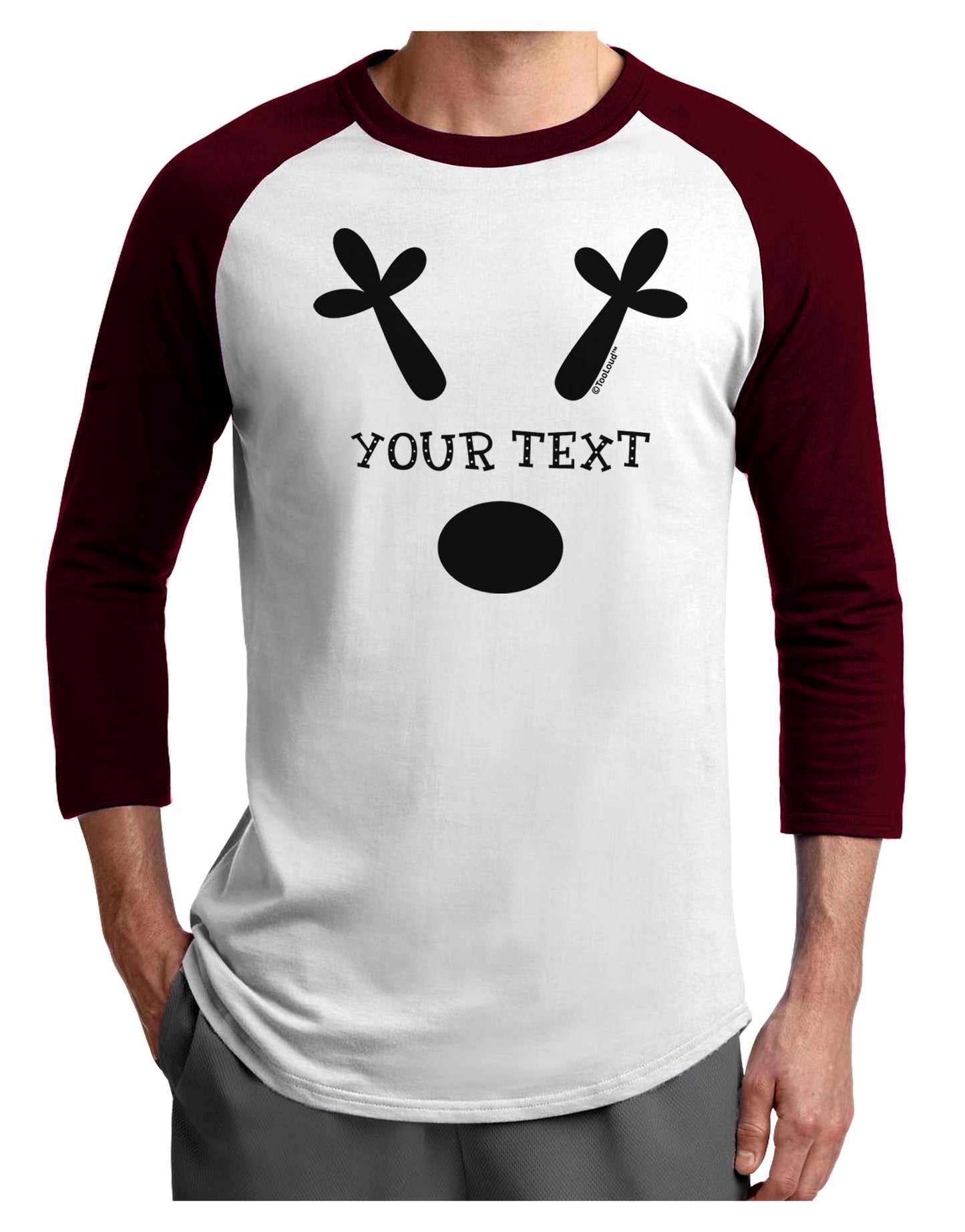 Personalized Matching Reindeer Family Design - Your Text Adult Raglan Shirt-TooLoud-White-Cardinal-X-Small-Davson Sales