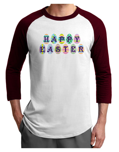 Easter Eggs Happy Easter Adult Raglan Shirt-Raglan Shirt-TooLoud-White-Cardinal-X-Small-Davson Sales